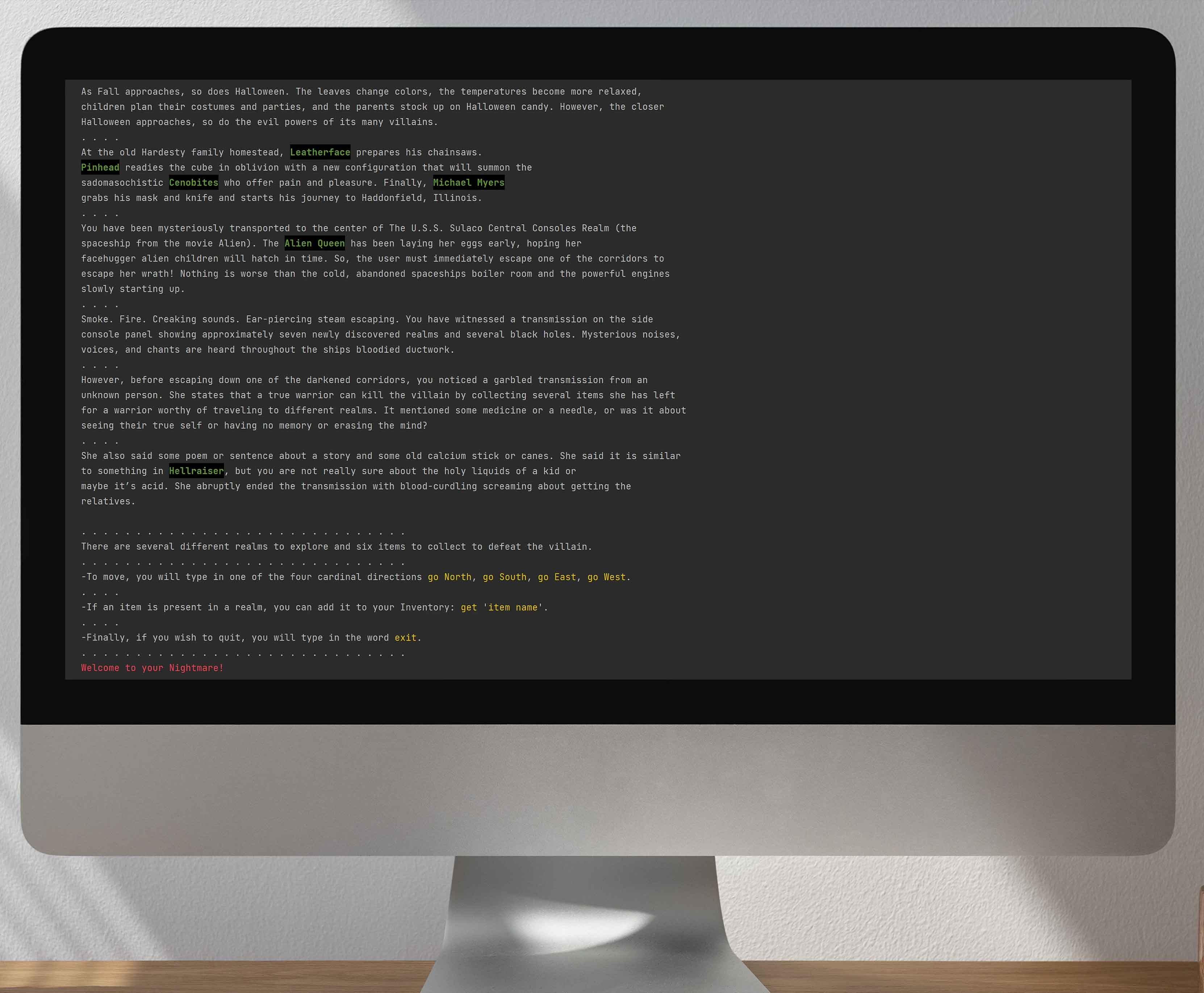 Nightmares Python Text-Based Game